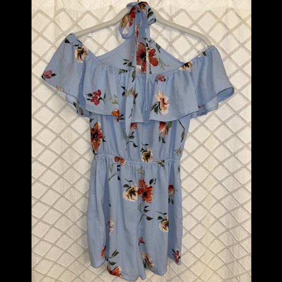 Mimi Chica blue floral halter romper - Picture 4 of 6